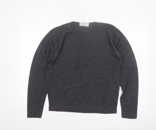 John Smedley Women's Grey Merino Wool Crew Neck Pullover Jumper M