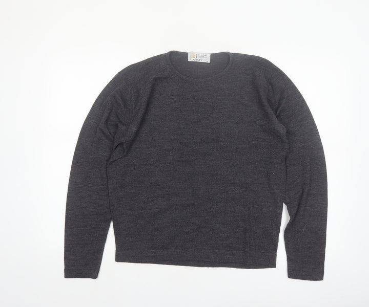 John Smedley Women's Grey Merino Wool Crew Neck Pullover Jumper M