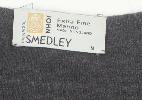 John Smedley Women's Grey Merino Wool Crew Neck Pullover Jumper M
