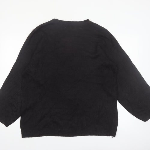Victoria Harbour Women’s Black Sequin Embroidered Jumper L Classic Retro