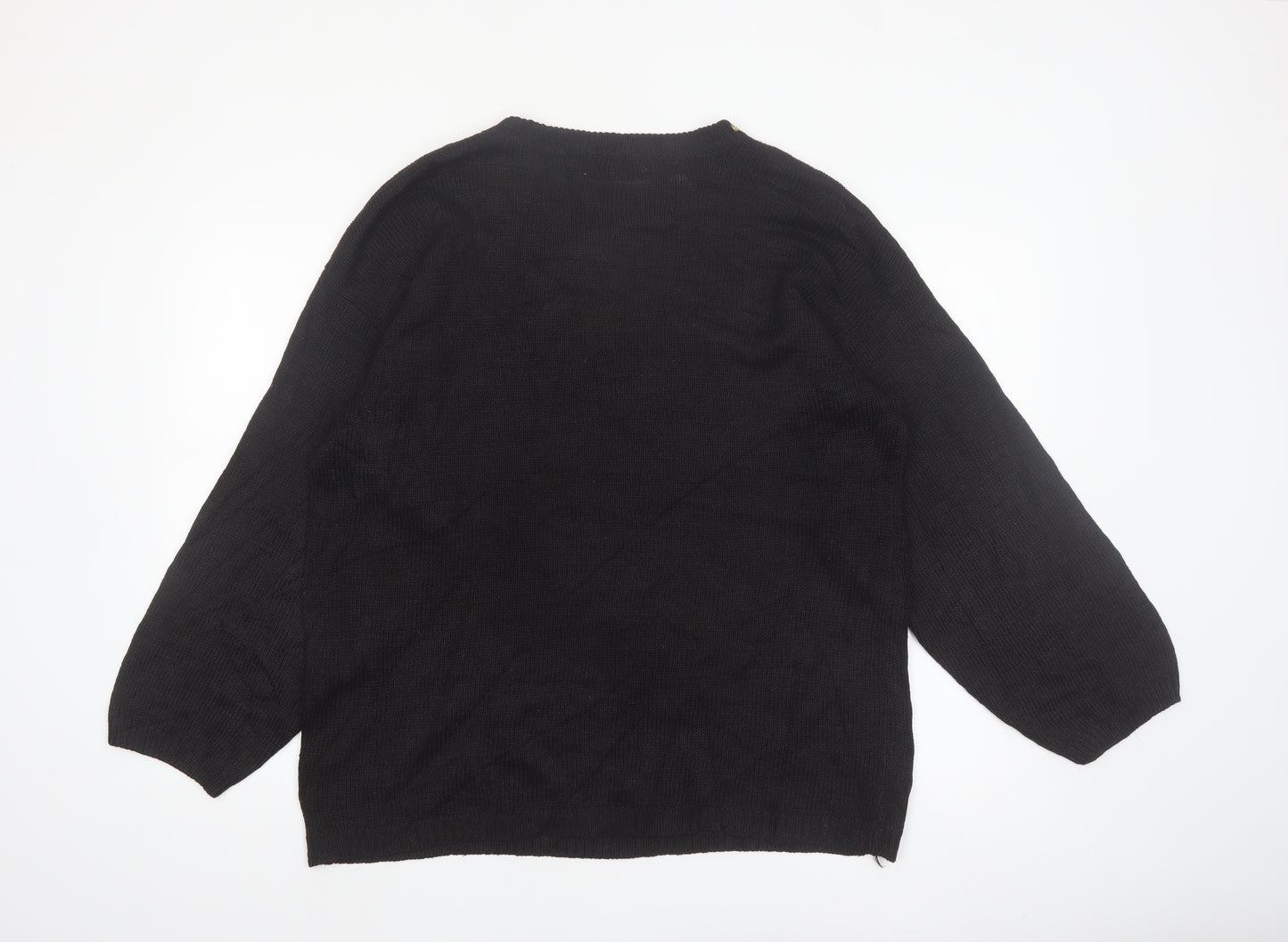 Victoria Harbour Women’s Black Sequin Embroidered Jumper L Classic Retro