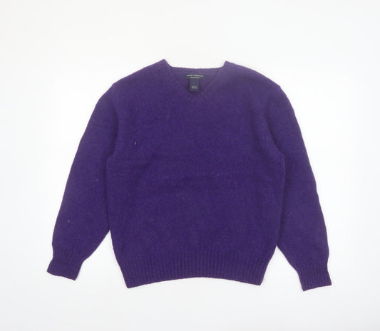 Daniel Cremieux Women's Purple Wool V-Neck Jumper Size L