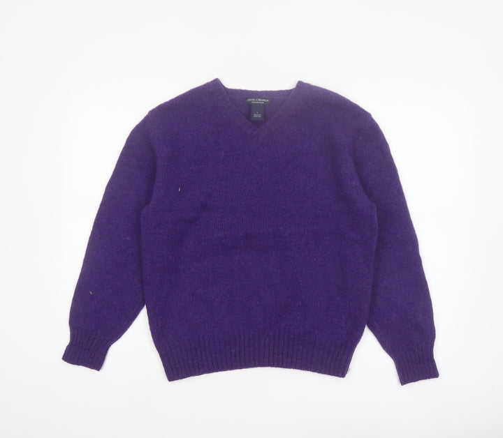 Daniel Cremieux Women's Purple Wool V-Neck Jumper Size L