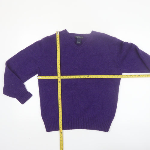 Daniel Cremieux Women's Purple Wool V-Neck Jumper Size L