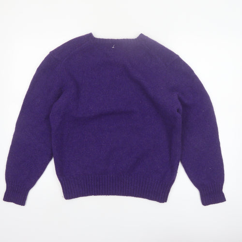 Daniel Cremieux Women's Purple Wool V-Neck Jumper Size L