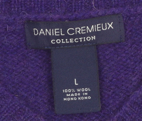 Daniel Cremieux Women's Purple Wool V-Neck Jumper Size L