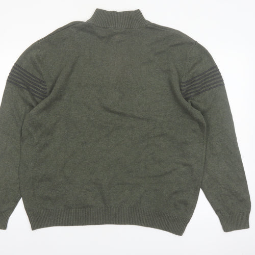 Redhead Men's Green XL 1/4 Zip High Neck Cotton Jumper