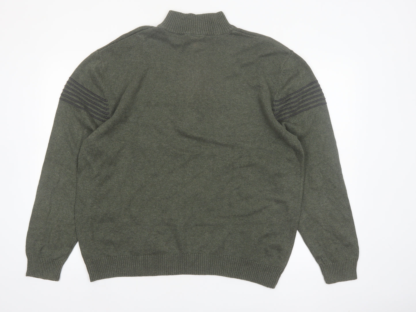 Redhead Men's Green XL 1/4 Zip High Neck Cotton Jumper