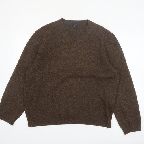 Club Room Men's Brown Lambswool V-Neck Jumper XL