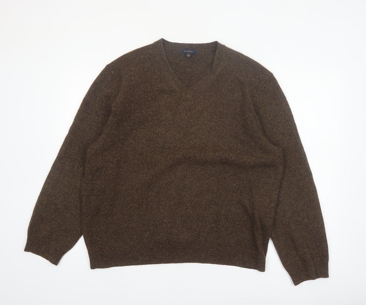 Club Room Men's Brown Lambswool V-Neck Jumper XL