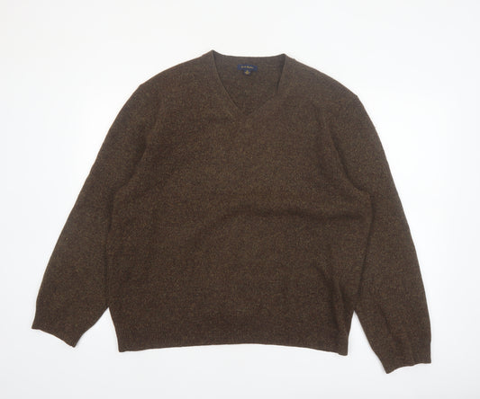 Club Room Men's Brown Lambswool V-Neck Jumper XL