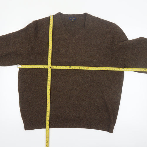 Club Room Men's Brown Lambswool V-Neck Jumper XL