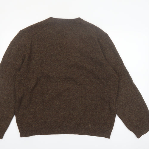 Club Room Men's Brown Lambswool V-Neck Jumper XL