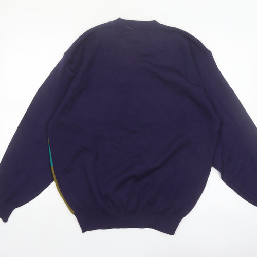 R.FIT Men’s Multicoloured Retro Geometric Knit Jumper Size L