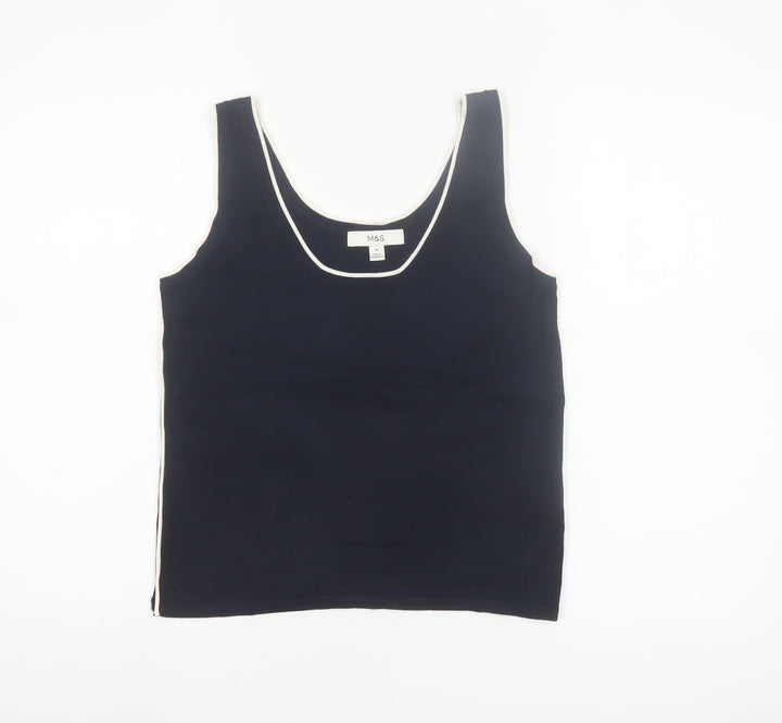 Marks and Spencer Womens Blue Scoop Neck Viscose Tank Top M