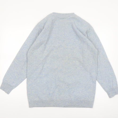 Isabelle Women's Blue Lambswool Crew Neck Button Cardigan Size S
