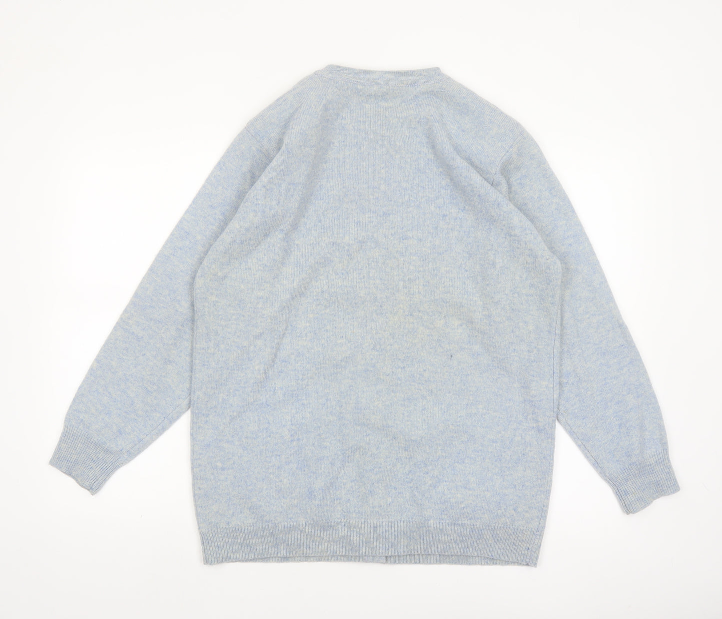 Isabelle Women's Blue Lambswool Crew Neck Button Cardigan Size S