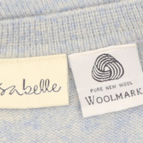 Isabelle Women's Blue Lambswool Crew Neck Button Cardigan Size S