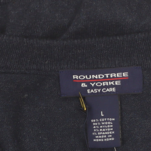 Roundtree & Yorke Men's Blue Argyle Sleeveless Cardigan Vest L