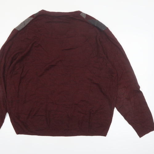 Haggar Men’s Red Argyle V-Neck Acrylic Jumper 2XL