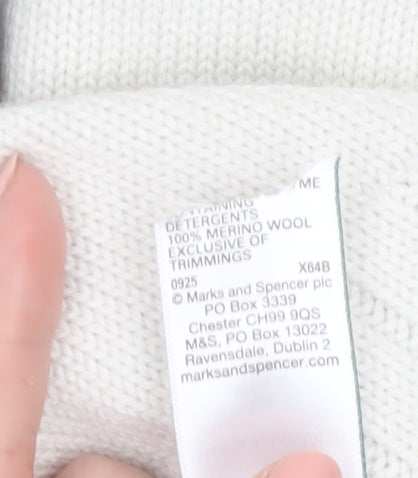 Marks and Spencer Women Ivory Check Merino Wool Jumper M