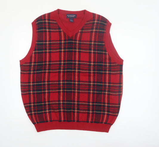 Roundtree & Yorke Men's Red Check Wool Vest L