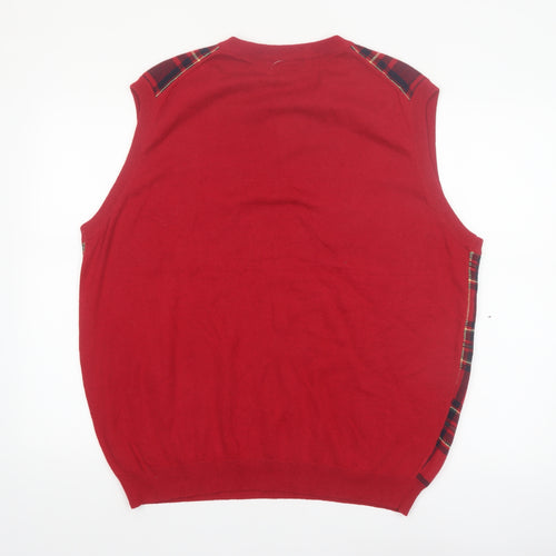 Roundtree & Yorke Men's Red Check Wool Vest L