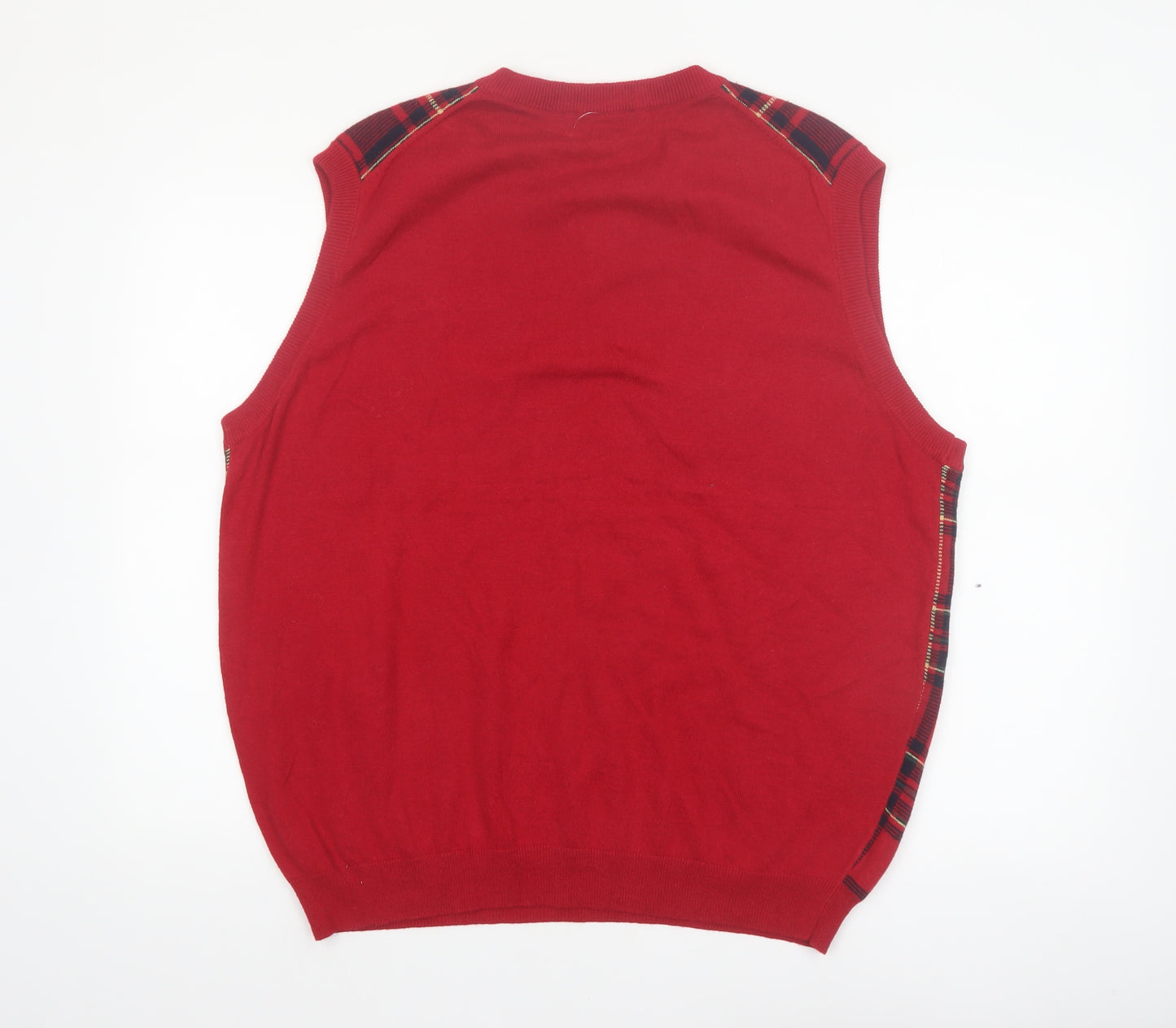 Roundtree & Yorke Men's Red Check Wool Vest L