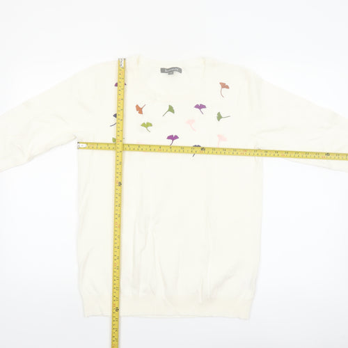 Bonmarche Women Ivory Floral Embroidered Pullover Jumper Size 14