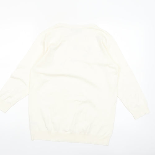 Bonmarche Women Ivory Floral Embroidered Pullover Jumper Size 14