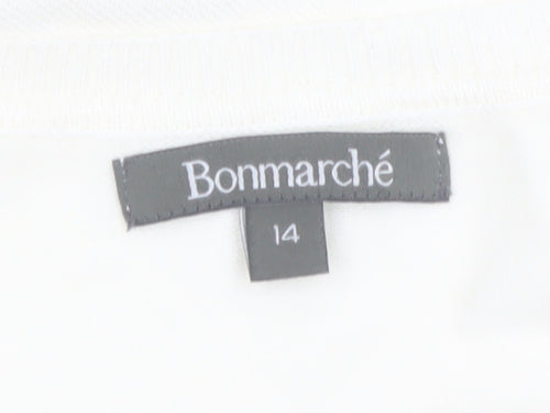 Bonmarche Women Ivory Floral Embroidered Pullover Jumper Size 14