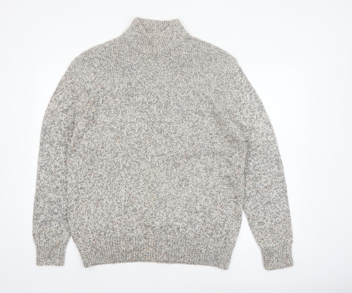 Next Men's Grey Roll Neck Chunky Knit Jumper XL Cotton Blend
