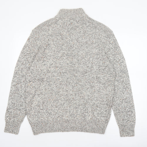 Next Men's Grey Roll Neck Chunky Knit Jumper XL Cotton Blend