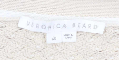 Veronica Beard Women Beige XS Cable-Knit Cotton Cardigan Jumper