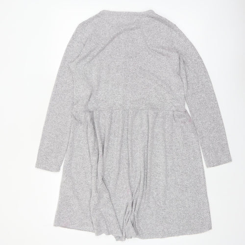 Zara Women Grey Long Sleeve Skater Dress Size M - Beaded Knit