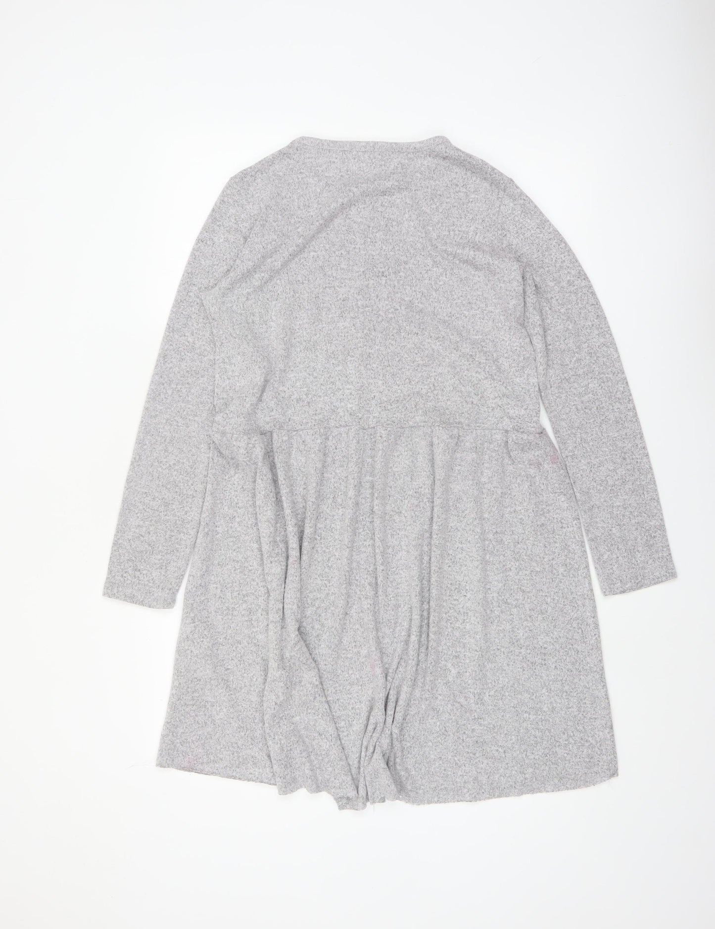 Zara Women Grey Long Sleeve Skater Dress Size M - Beaded Knit