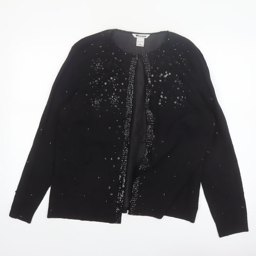 Nygard Collection Women's Black Beaded Cardigan L Silk Blend