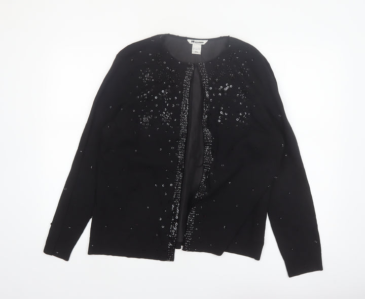 Nygard Collection Women's Black Beaded Cardigan L Silk Blend