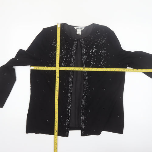 Nygard Collection Women's Black Beaded Cardigan L Silk Blend