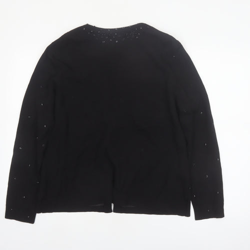 Nygard Collection Women's Black Beaded Cardigan L Silk Blend