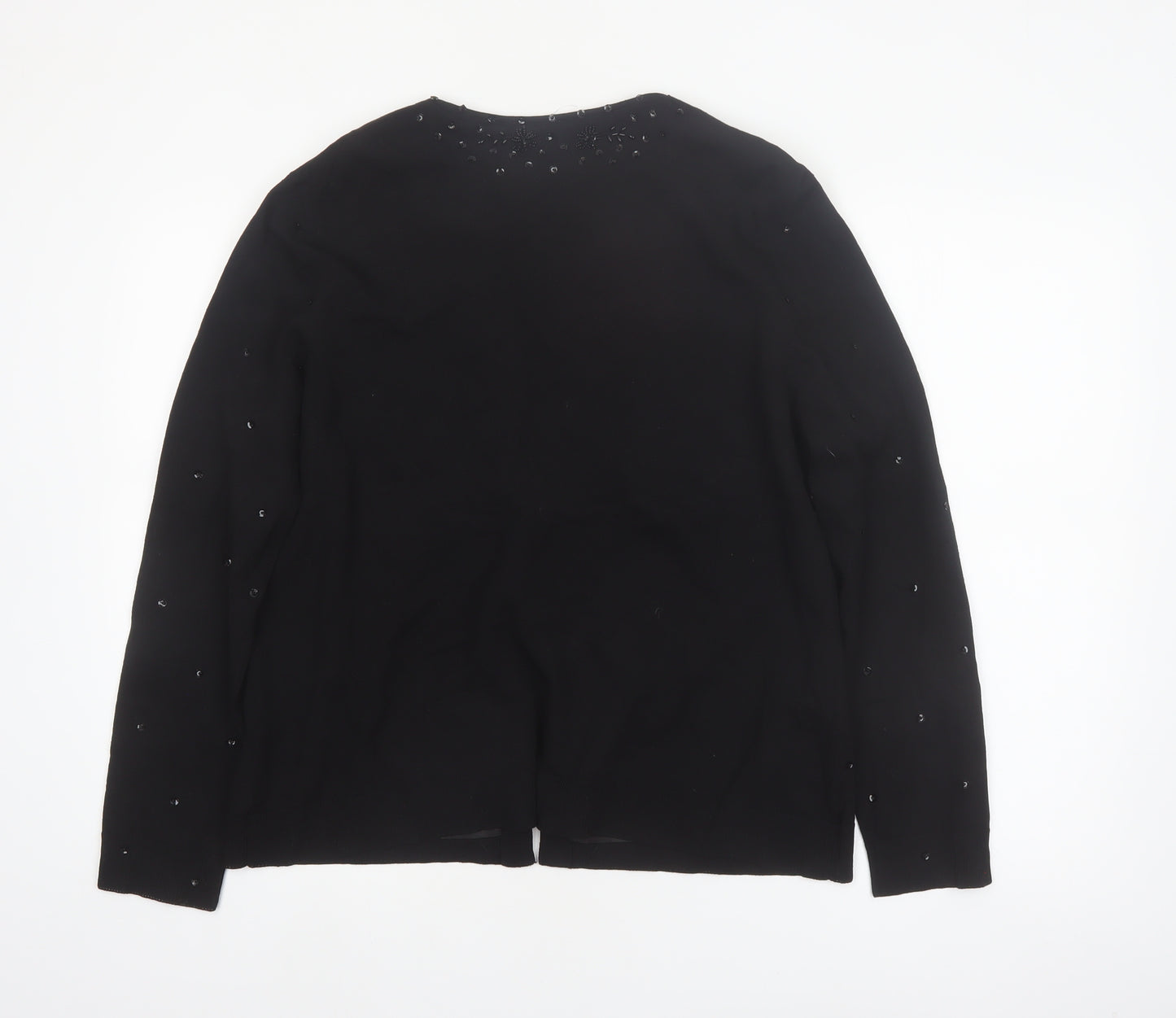 Nygard Collection Women's Black Beaded Cardigan L Silk Blend