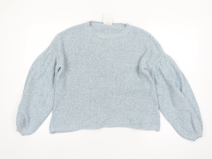 Thought Women Blue Cotton Knit Balloon Sleeve Jumper Size 10