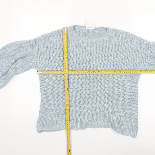 Thought Women Blue Cotton Knit Balloon Sleeve Jumper Size 10