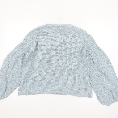 Thought Women Blue Cotton Knit Balloon Sleeve Jumper Size 10
