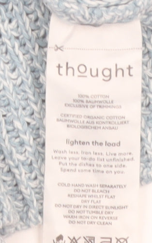 Thought Women Blue Cotton Knit Balloon Sleeve Jumper Size 10