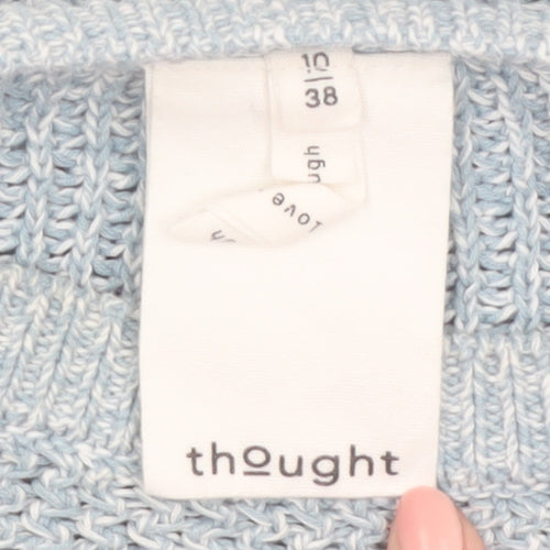 Thought Women Blue Cotton Knit Balloon Sleeve Jumper Size 10