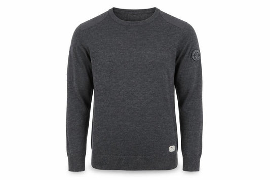 Front view of Crosshatch Men Grey Crew Neck Knit jumper, size M