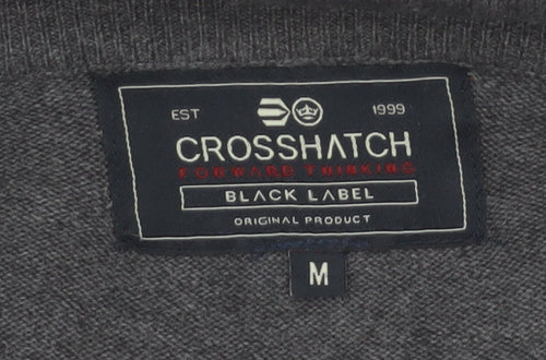 Crosshatch Men Grey Crew Neck Knit Pullover Jumper Size M