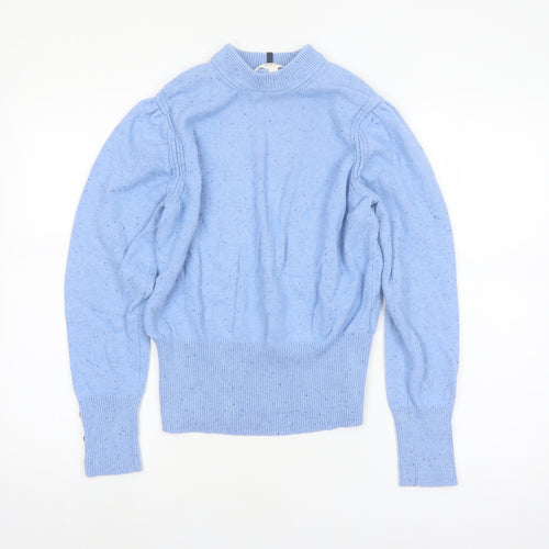 Marks and Spencer Per Una Women Blue Wool Blend Mock Neck Jumper Size 14