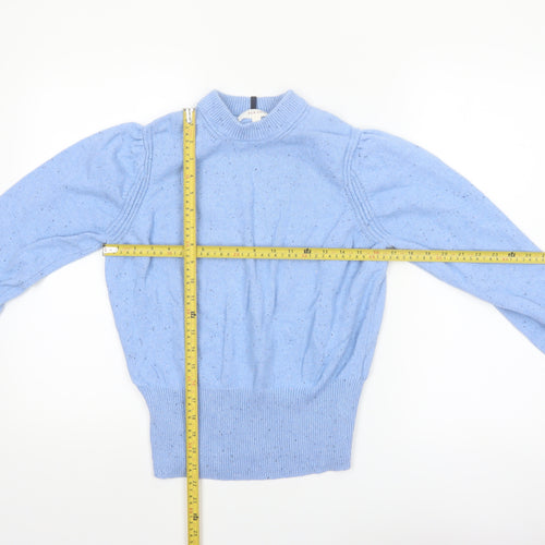 Marks and Spencer Per Una Women Blue Wool Blend Mock Neck Jumper Size 14